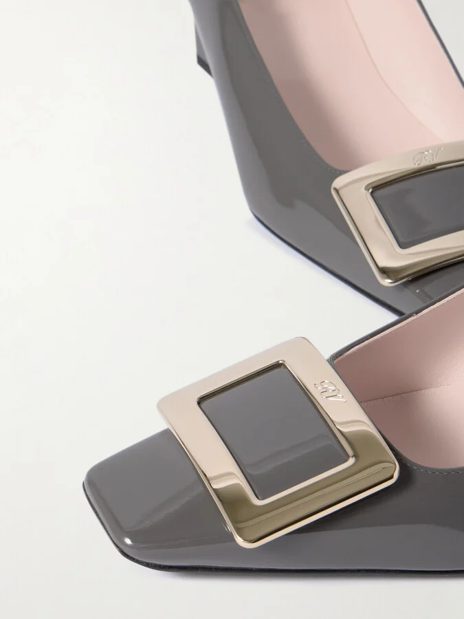 Roger Vivier - Belle Vivier 45 Patent-leather Pumps - Gray - Image 4