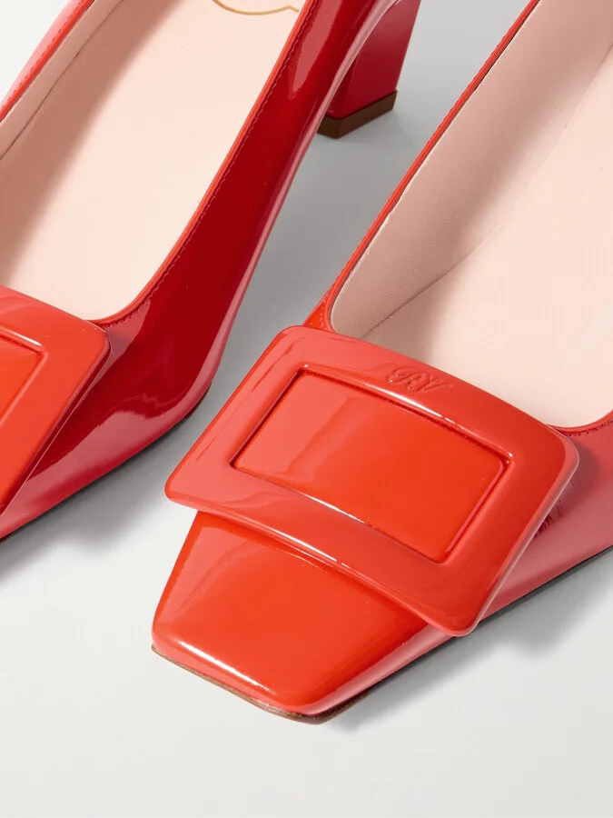 Roger Vivier - Belle Vivier 45 Patent-leather Pumps - Red - Image 4
