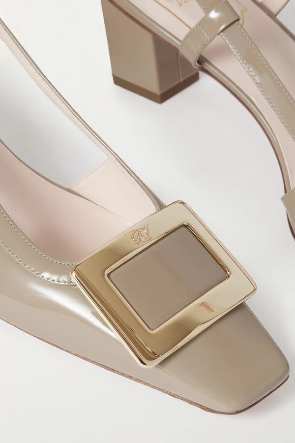 Roger Vivier - Belle Vivier 45 Patent-leather Slingback Pumps - Brown - Image 4