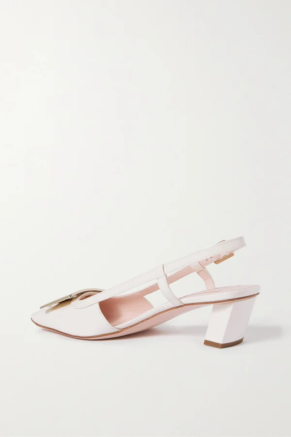 Roger Vivier - Belle Vivier 45 Patent-leather Slingback Pumps - Cream - Image 3