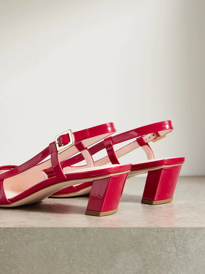 Roger Vivier - Belle Vivier 45 Patent-leather Slingback Pumps - Red - Image 3