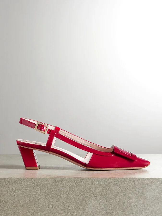 Roger Vivier - Belle Vivier 45 Patent-leather Slingback Pumps - Red