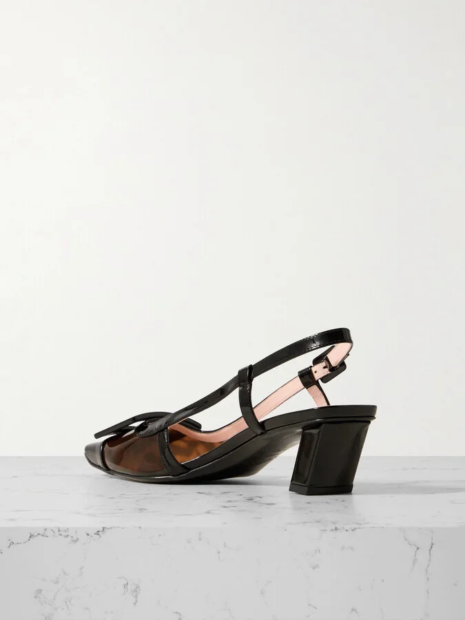 Roger Vivier - Belle Vivier 45 Patent-leather Trimmed Tortoiseshell Pvc Pumps - Black - Image 3