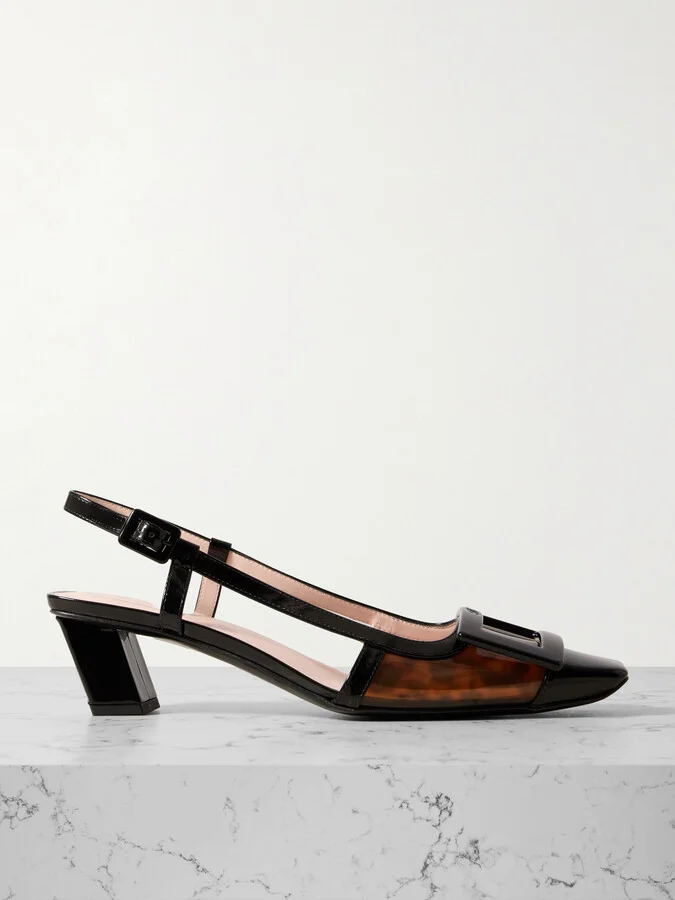 Roger Vivier - Belle Vivier 45 Patent-leather Trimmed Tortoiseshell Pvc Pumps - Black