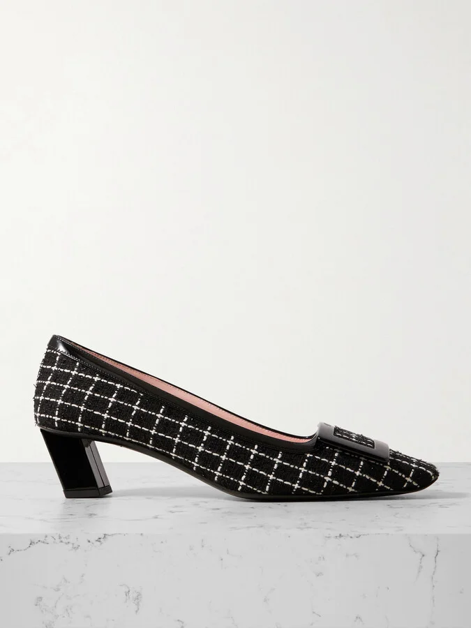 Roger Vivier - Belle Vivier 45 Patent Leather-trimmed Tweed Pumps - Black
