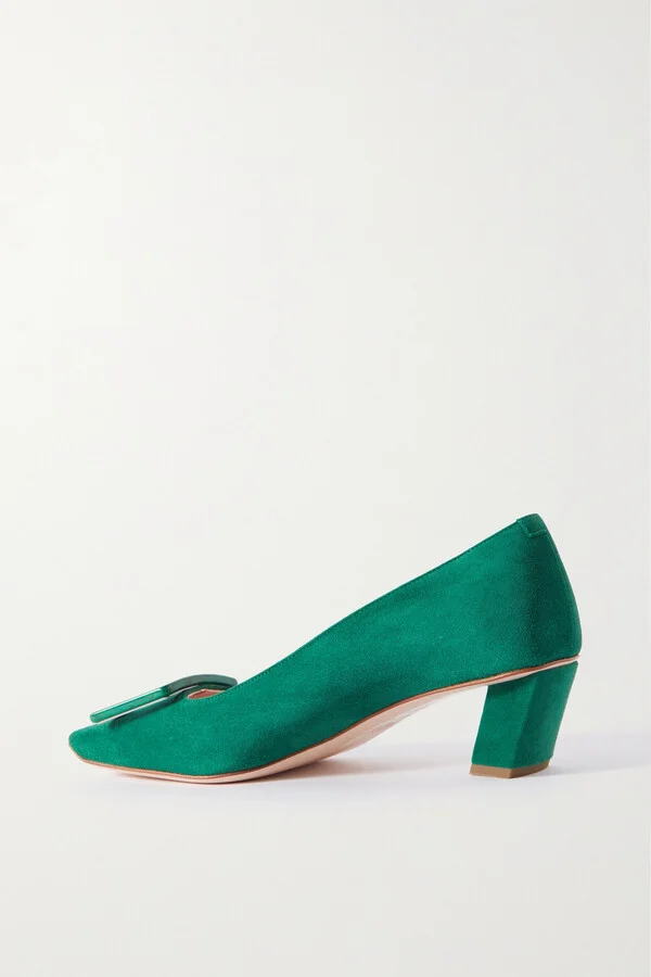 Roger Vivier - Belle Vivier 45 Suede Pumps - Green - Image 3