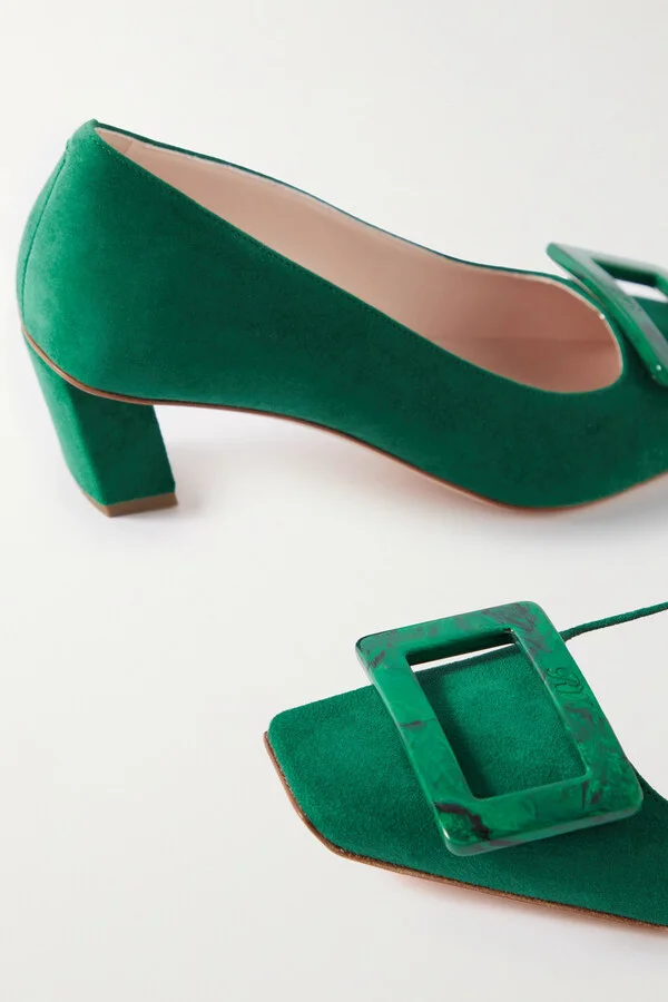 Roger Vivier - Belle Vivier 45 Suede Pumps - Green - Image 4