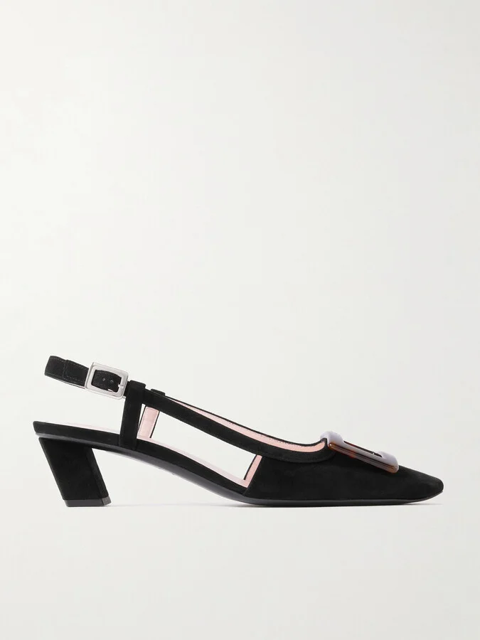 Roger Vivier - Belle Vivier 45 Suede Slingback Pumps - Black