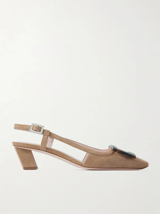 Roger Vivier - Belle Vivier 45 Suede Slingback Pumps - Brown