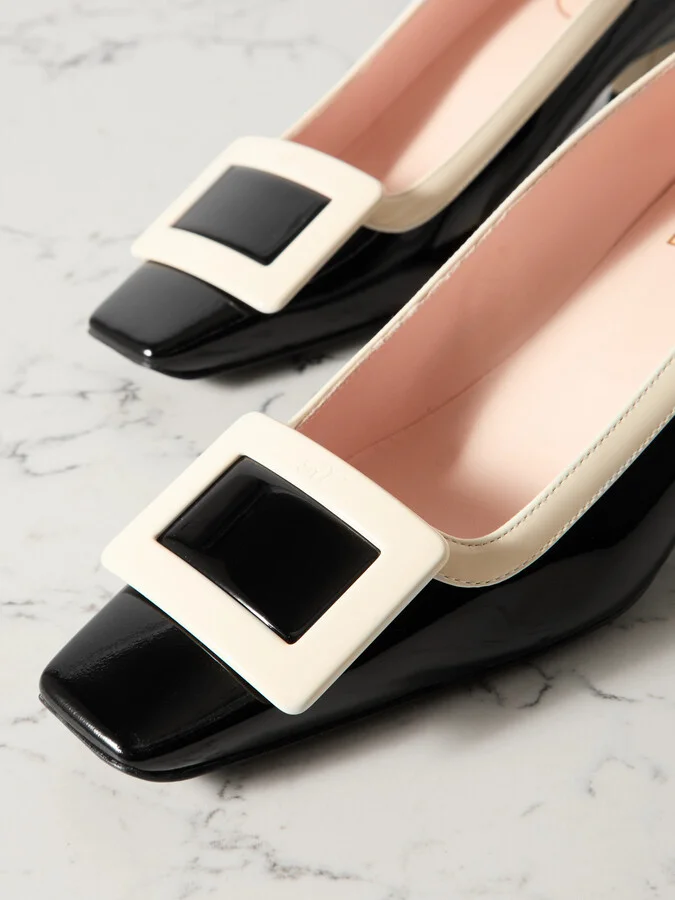 Roger Vivier - Belle Vivier 45 Two-tone Patent-leather Pumps - Black - Image 4