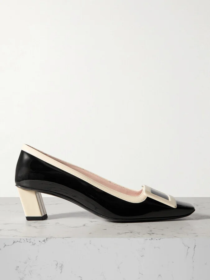 Roger Vivier - Belle Vivier 45 Two-tone Patent-leather Pumps - Black
