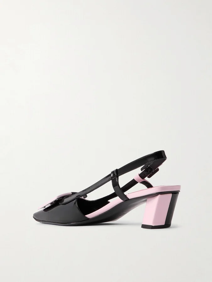 Roger Vivier - Belle Vivier 45 Two-tone Patent-leather Slingback Pumps - Pink - Image 3