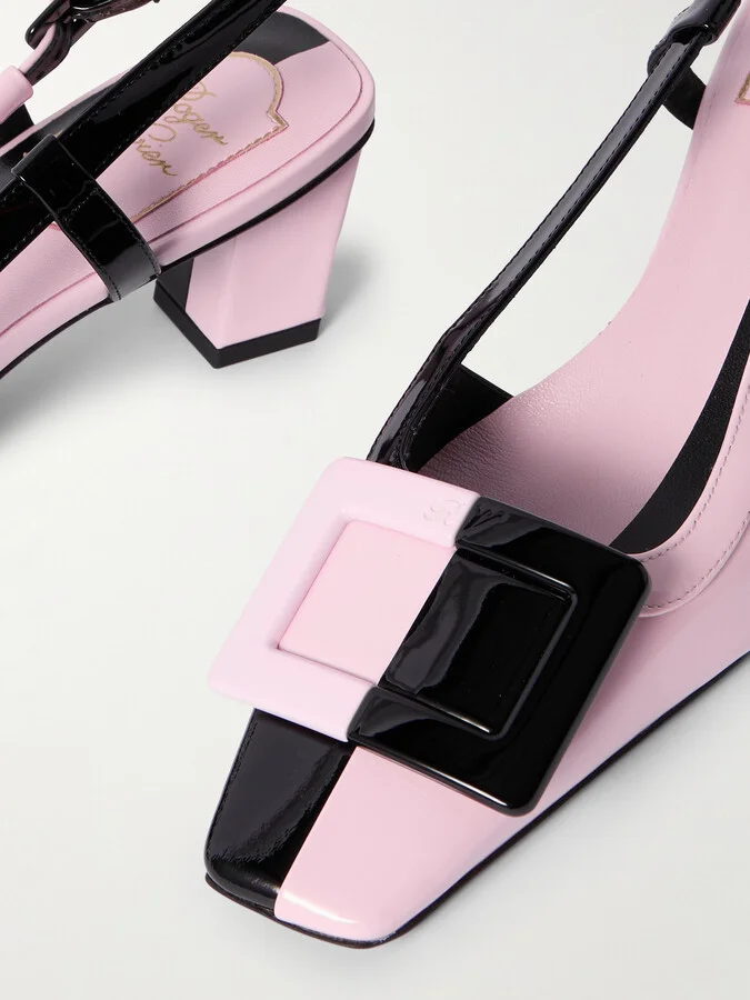 Roger Vivier - Belle Vivier 45 Two-tone Patent-leather Slingback Pumps - Pink - Image 4