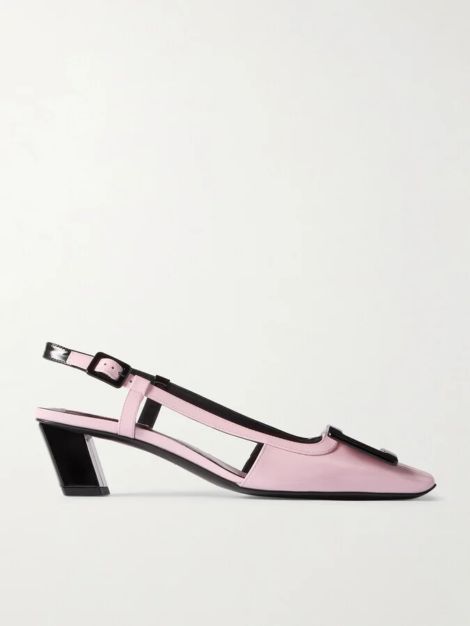 Roger Vivier - Belle Vivier 45 Two-tone Patent-leather Slingback Pumps - Pink