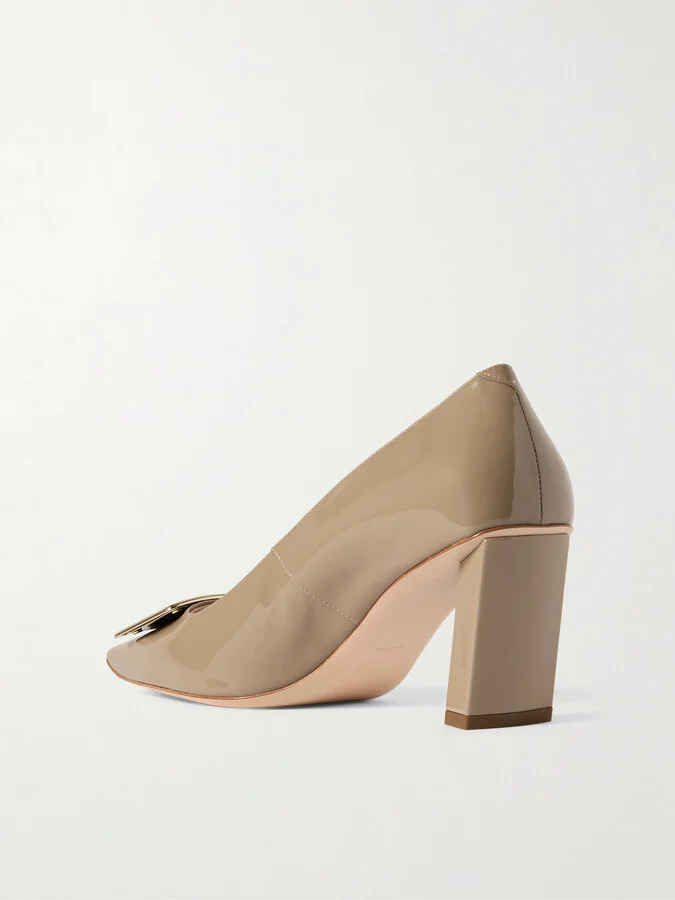 Roger Vivier - Belle Vivier 75 Buckled Patent-leather Pumps - Neutrals - Image 3