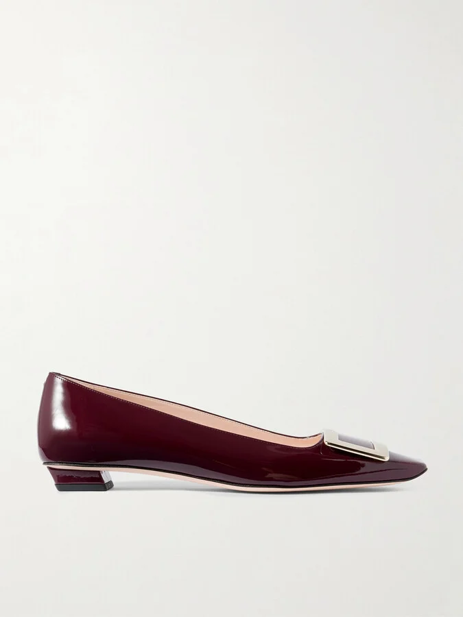 Roger Vivier - Belle Vivier Buckled Patent-leather Ballet Flats - Burgundy