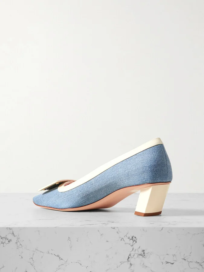 Roger Vivier - Belle Vivier Denim And Patent-leather Pumps - Blue - Image 3