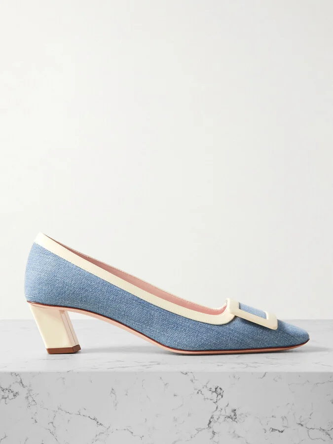 Roger Vivier - Belle Vivier Denim And Patent-leather Pumps - Blue