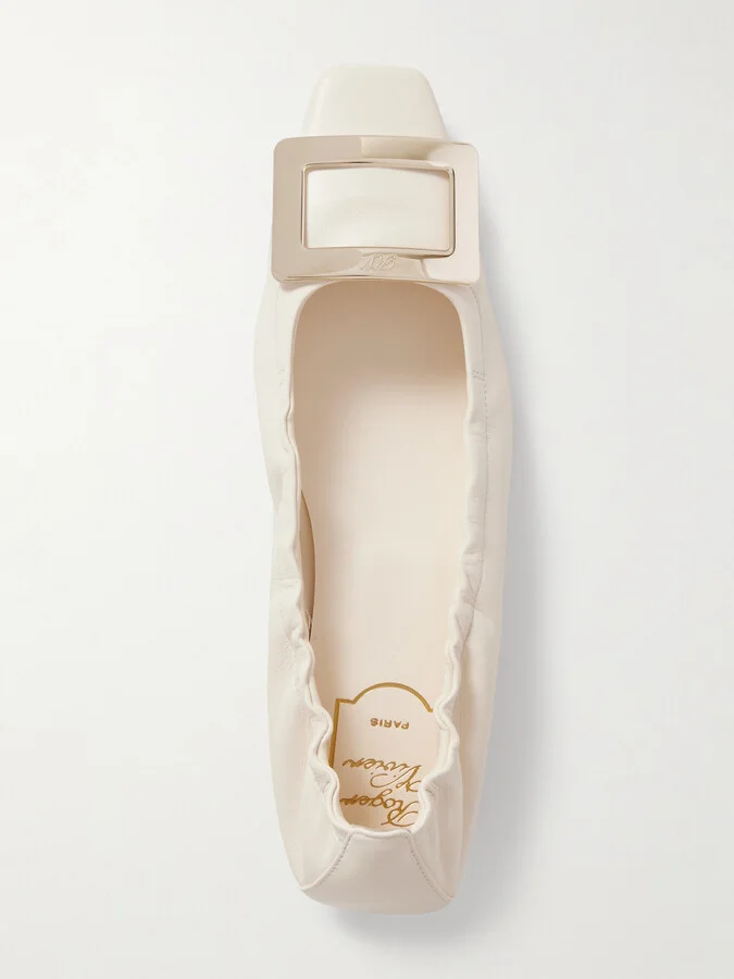 Roger Vivier - Belle Vivier Embellished Patent-leather Ballet Flats - Ivory - Image 5