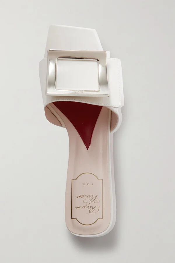 Roger Vivier - Belle Vivier Embellished Patent-leather Mules - White - Image 5