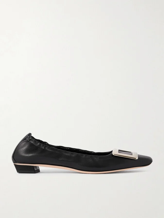 Roger Vivier - Belle Vivier Leather Ballet Flats - Black