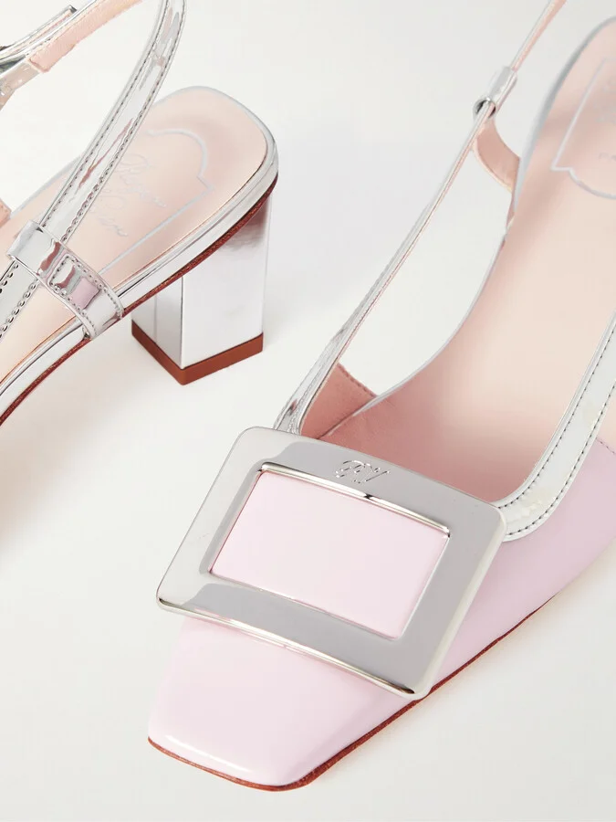 Roger Vivier - Belle Vivier Patent-leather Slingback Pumps - Pink - Image 4