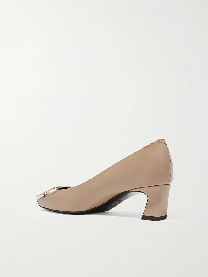 Roger Vivier - Belle Vivier Trompette 45 Patent-leather Pumps - Neutrals - Image 3