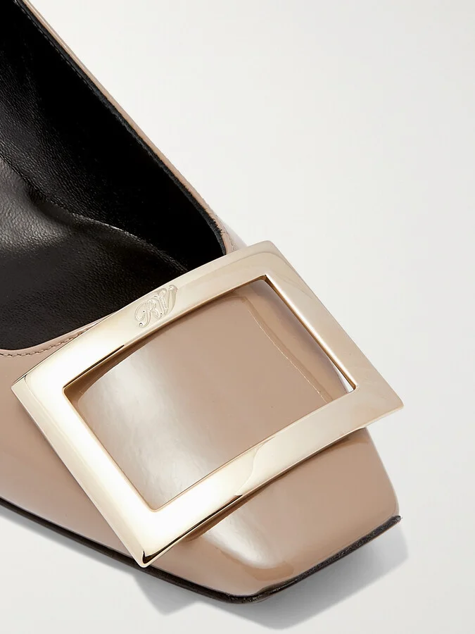 Roger Vivier - Belle Vivier Trompette 45 Patent-leather Pumps - Neutrals - Image 4