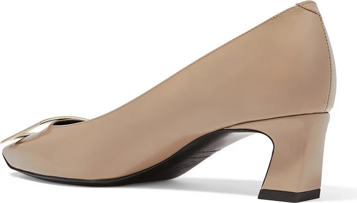 Roger Vivier - Belle Vivier Trompette 45 Patent-leather Pumps - Neutrals - Image 5
