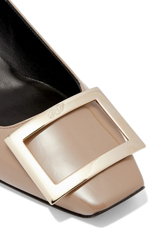 Roger Vivier - Belle Vivier Trompette 45 Patent-leather Pumps - Neutrals - Image 6