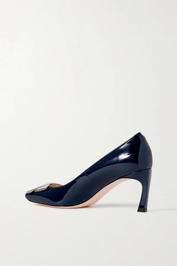 Roger Vivier - Belle Vivier Trompette 70 Buckled Patent-leather Pumps - Blue - Image 3