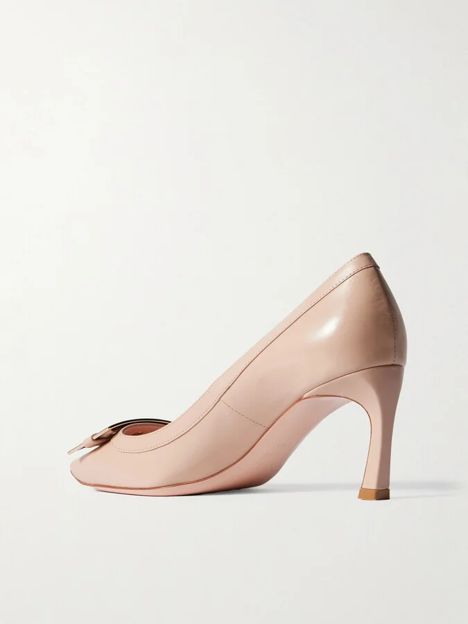 Roger Vivier - Belle Vivier Trompette 70 Buckled Patent-leather Pumps - Neutrals - Image 3