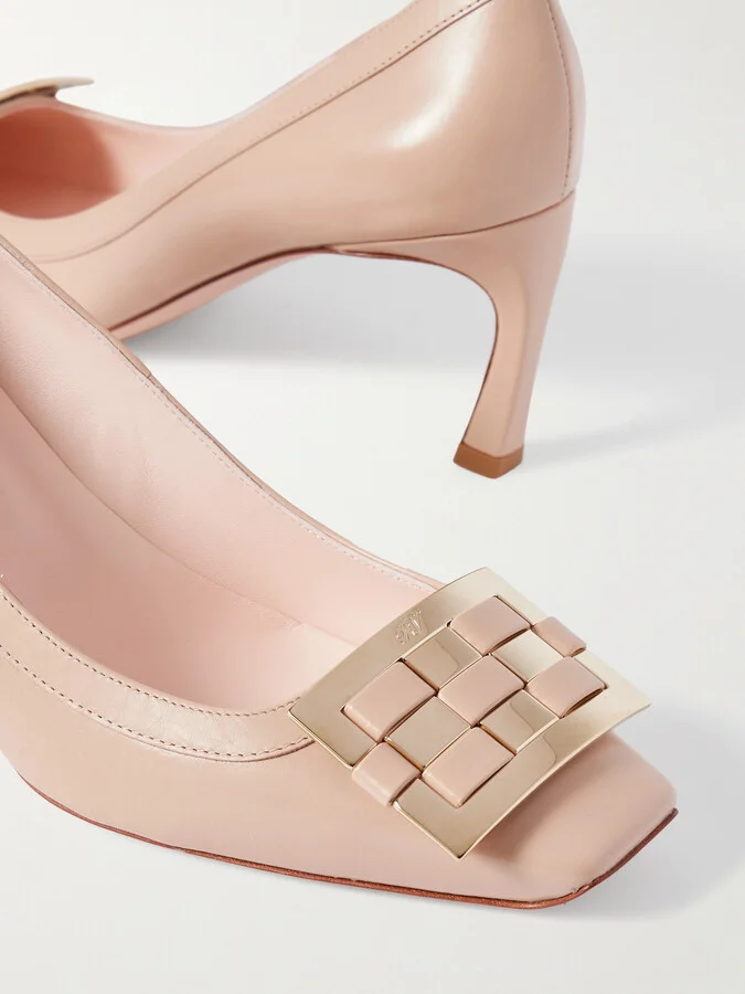 Roger Vivier - Belle Vivier Trompette 70 Buckled Patent-leather Pumps - Neutrals - Image 4