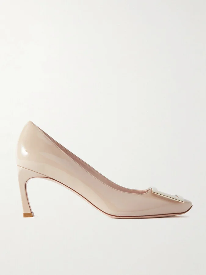 Roger Vivier - Belle Vivier Trompette 70 Buckled Patent-leather Pumps - Neutrals