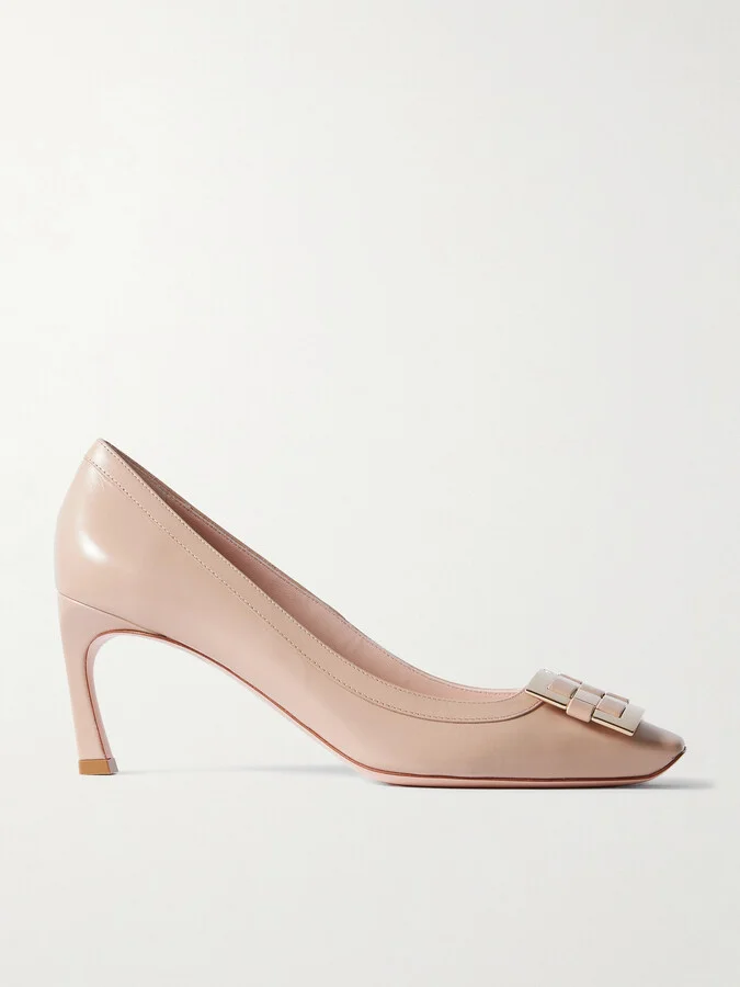 Roger Vivier - Belle Vivier Trompette 70 Buckled Patent-leather Pumps - Neutrals