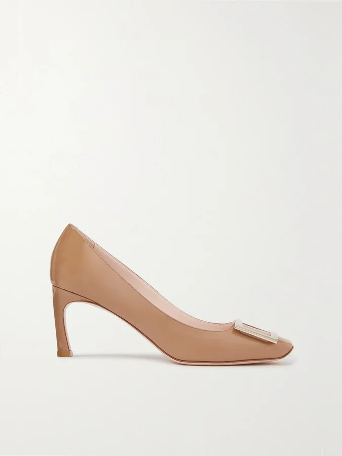 Roger Vivier - Belle Vivier Trompette 70 Embellished Patent-leather Pumps - Neutrals
