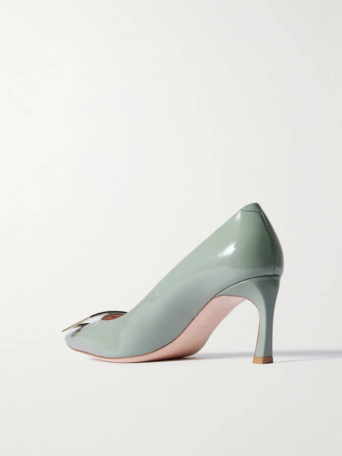 Roger Vivier - Belle Vivier Trompette 70 Patent-leather Pumps - Green - Image 3