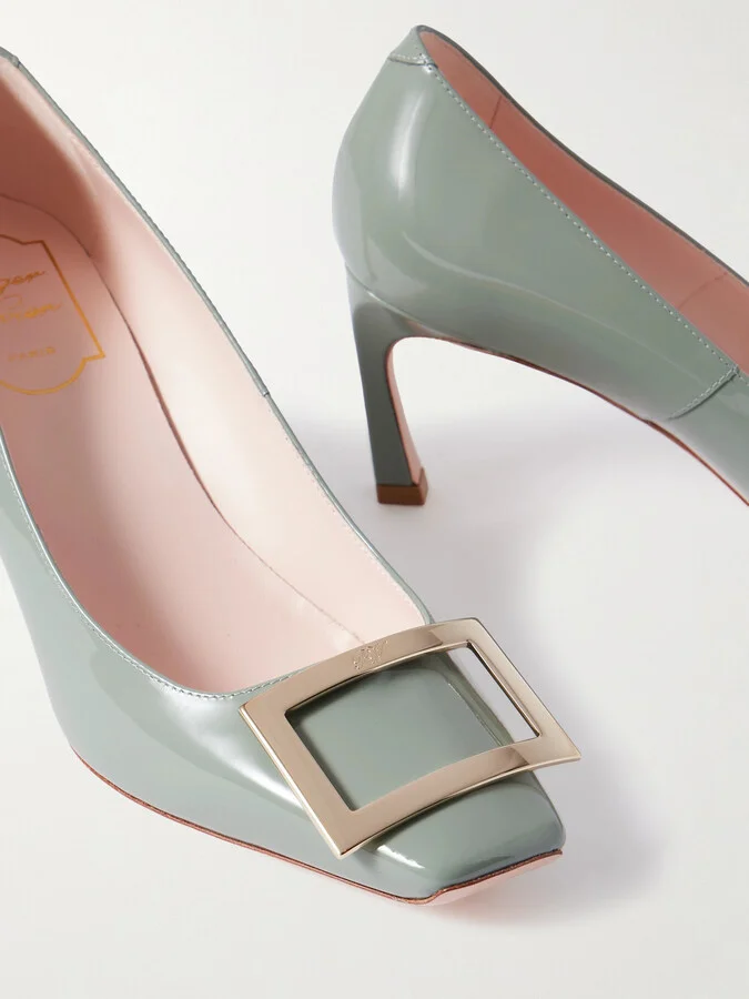 Roger Vivier - Belle Vivier Trompette 70 Patent-leather Pumps - Green - Image 4