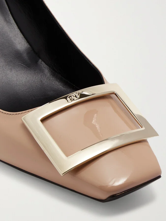Roger Vivier - Belle Vivier Trompette 70 Patent-leather Pumps - Neutrals - Image 4