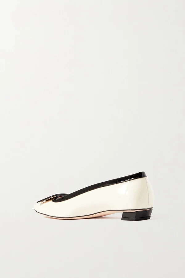Roger Vivier - Belle Vivier Two-tone Patent-leather Ballet Flats - Cream - Image 3