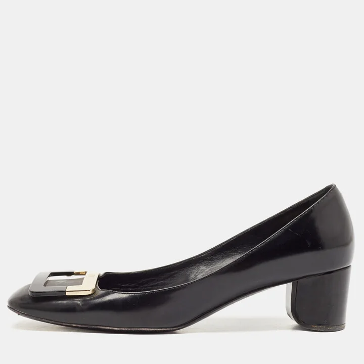 Roger Vivier Black Leather U Look Pumps Size 38.5