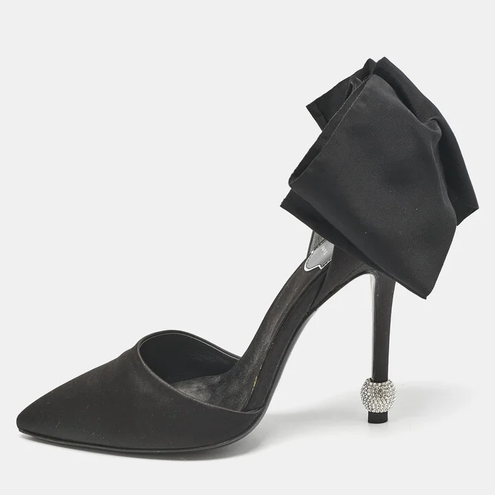 Roger Vivier Black Satin Crystal Embellished D'orsay Pumps Size 36