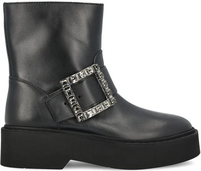Roger Vivier Buckle Detailed Round Toe Boots