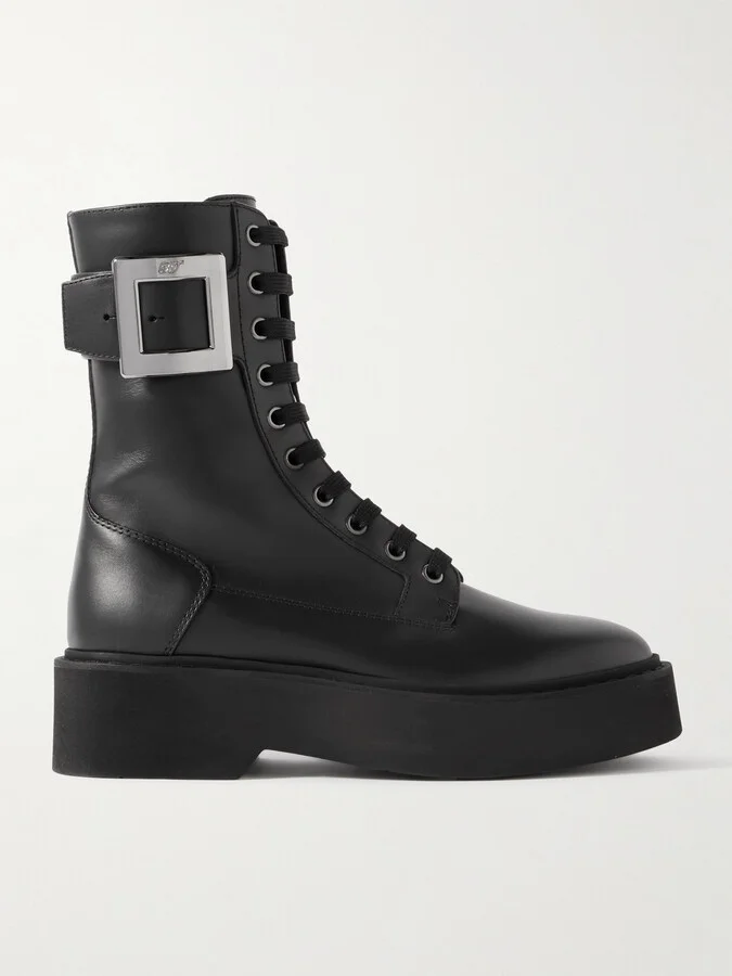 Roger Vivier - Buckle-embellished Leather Ankle Boots - Black