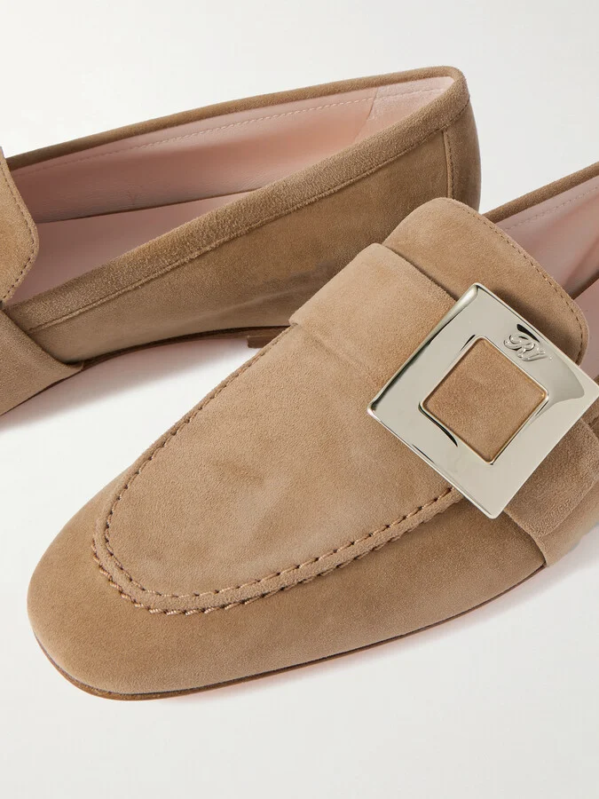 Roger Vivier - Buckled Suede Loafers - Neutrals - Image 4