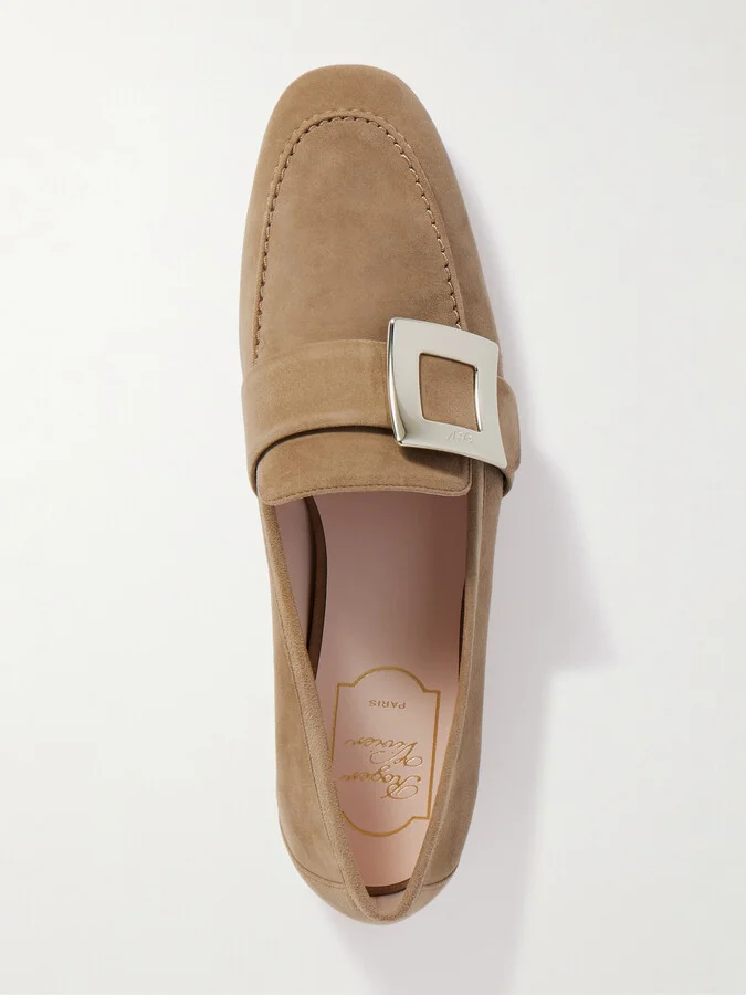 Roger Vivier - Buckled Suede Loafers - Neutrals - Image 5
