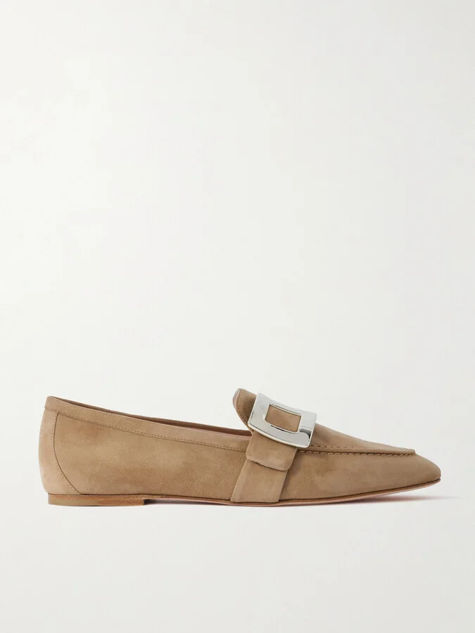Roger Vivier - Buckled Suede Loafers - Neutrals