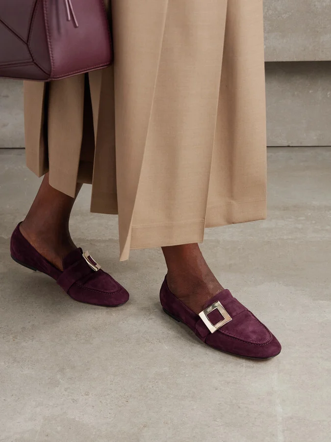 Roger Vivier - Buckled Suede Loafers - Red - Image 2