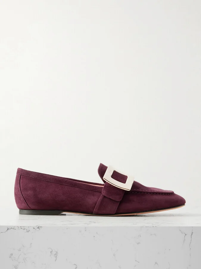 Roger Vivier - Buckled Suede Loafers - Red