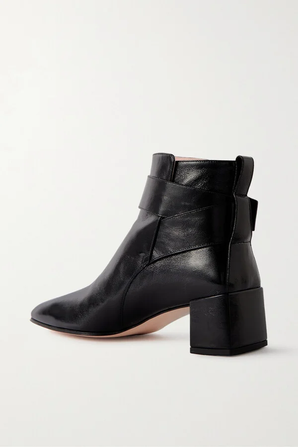 Roger Vivier - City Buckled Glossed-leather Ankle Boots - Black - Image 3